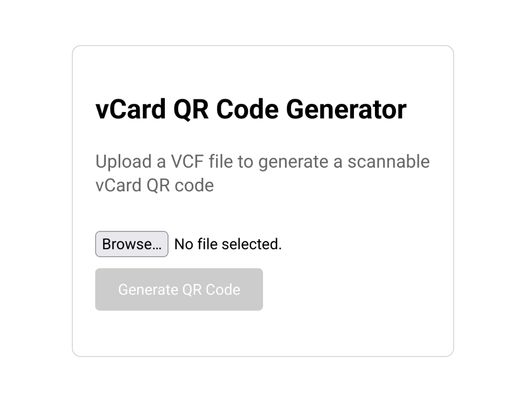 Screenshot of vcf2qr